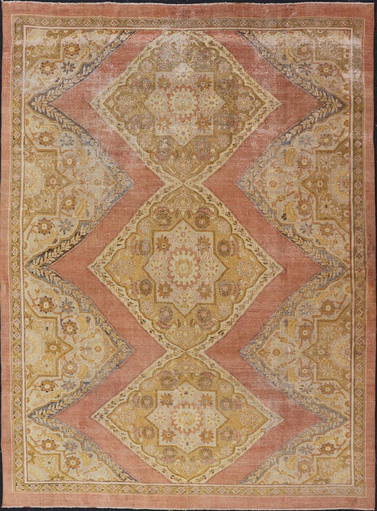 Antique Indian Agra Rug in Acidic Yellow Green, Pink and Ivory Antique Hand Knotted Indian Amritsar rug in acidic yellow green, pink, ivory and blue highlights. rug / 10 - 91003. 1890 circa Keivan Woven Arts/ Antique Amritsar, Antique Agra. ... - Keivan Woven Arts10 - 91003 - 2647Rug