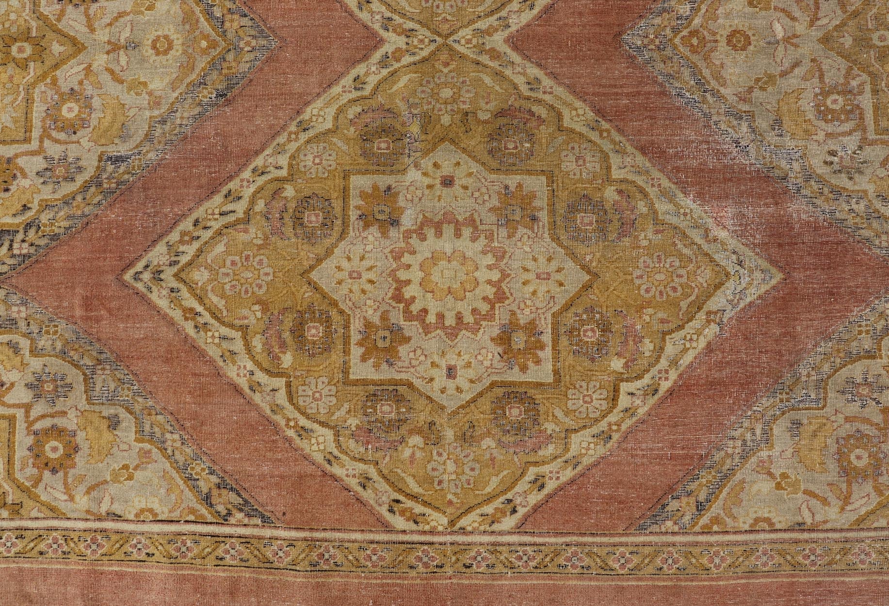 Antique Indian Agra Rug in Acidic Yellow Green, Pink and Ivory Antique Hand Knotted Indian Amritsar rug in acidic yellow green, pink, ivory and blue highlights. rug / 10 - 91003. 1890 circa Keivan Woven Arts/ Antique Amritsar, Antique Agra. ... - Keivan Woven Arts10 - 91003 - 2647Rug