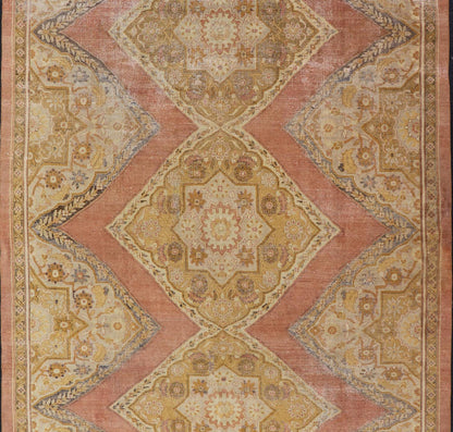 Antique Indian Agra Rug in Acidic Yellow Green, Pink and Ivory Antique Hand Knotted Indian Amritsar rug in acidic yellow green, pink, ivory and blue highlights. rug / 10 - 91003. 1890 circa Keivan Woven Arts/ Antique Amritsar, Antique Agra. ... - Keivan Woven Arts10 - 91003 - 2647Rug