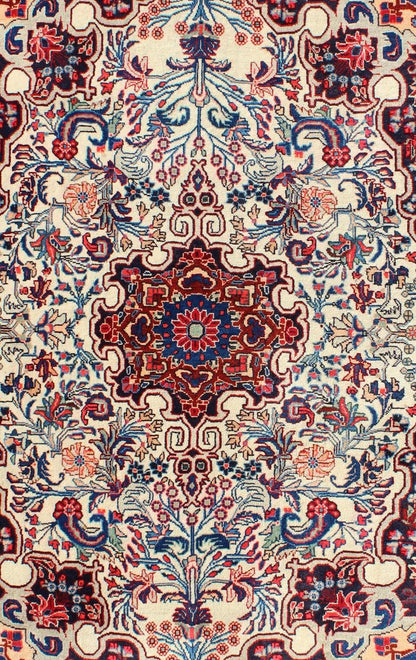 Keivan Woven Arts - Persian Bidjar Vintage Small Rug in Ivory Background and Classic Design. Persian Bidjar Vintage Rug in Multi colors and Classic Design. Rug/10 - KE - 304 Set on ivory background, this Persian carpet features a classic design in... - Keivan Woven Arts10 - KE - 304 - 1300Rug