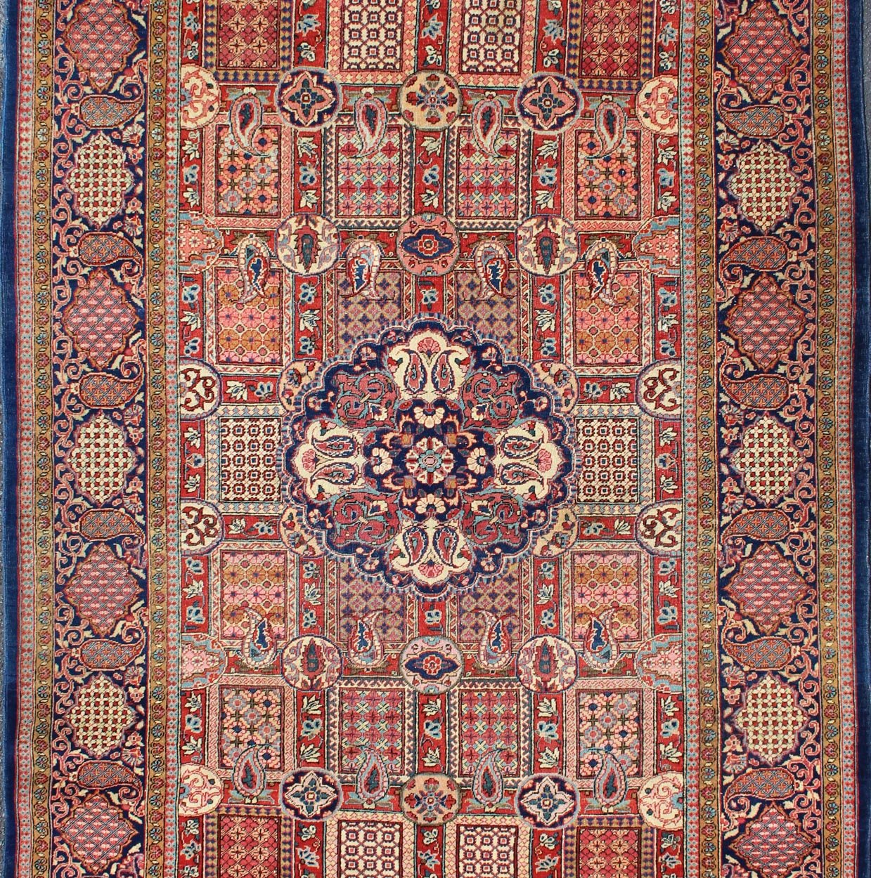Antique Kashan Rug This finely woven area - size kurk dabir Kashan antique Persian rug creates a sense of great harmony and inspiration through its use of an elaborate vase design overflowing with finely detailed flowers. The piece boasts a joyous... - Keivan Woven Arts10 - KE - 306 - 227Rugs