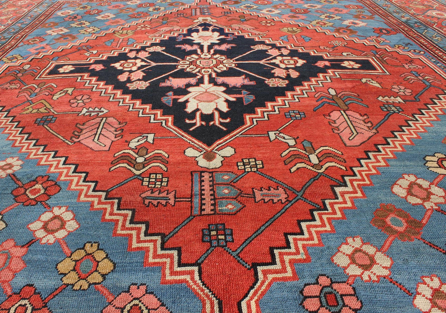 Antique Persian Bakhshaish Carpet with a Unique Geometric Medallion and Design, 10 - KE - 319, late 19 Century Persian Bakhshaish Crafted in northwest Persia of Azerbijan district, this superb antique Bakshaish rug contains the best features of these pr... - Keivan Woven Arts10 - KE - 319 - 717Rug