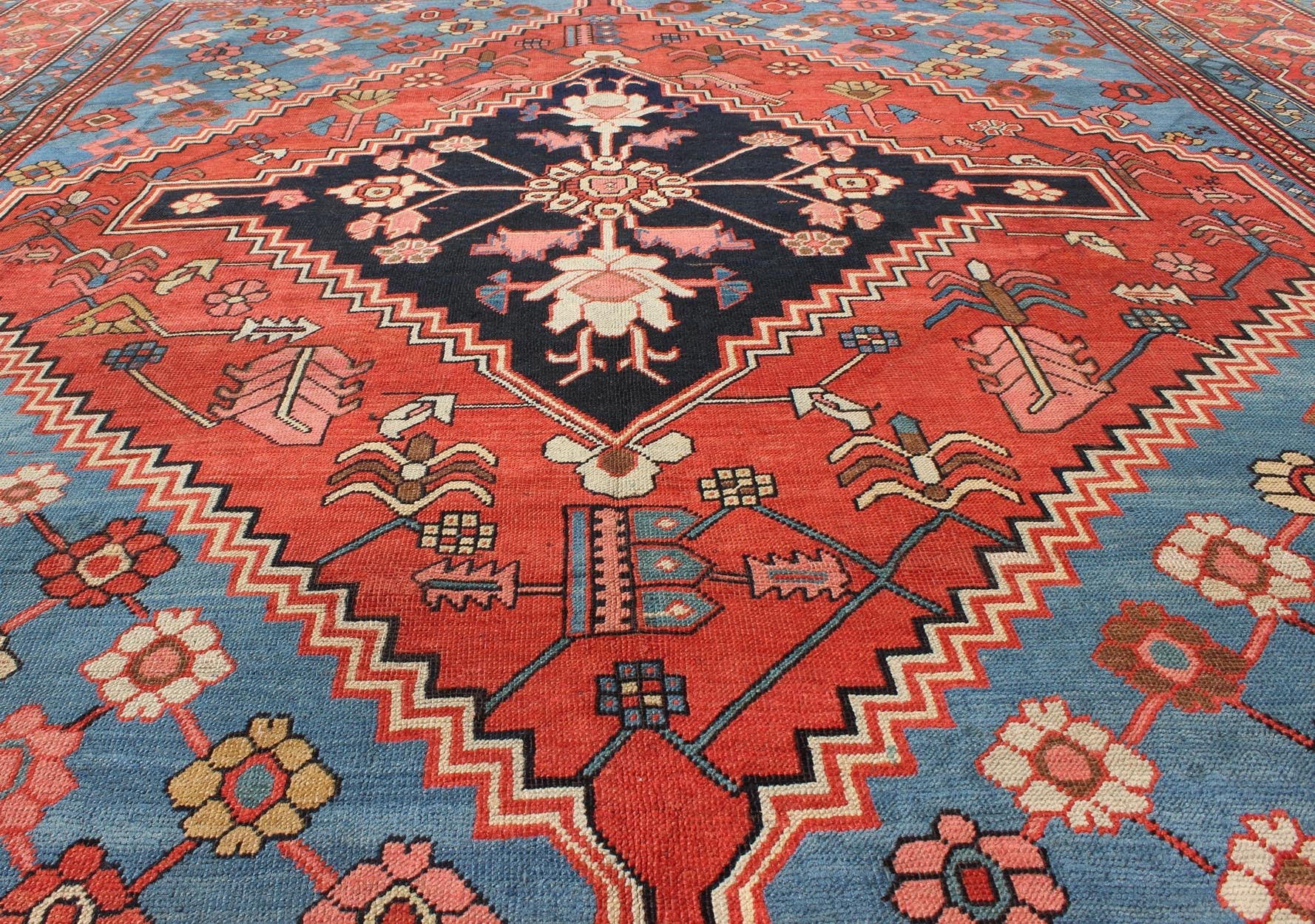 Antique Persian Bakhshaish Carpet with a Unique Geometric Medallion and Design, 10 - KE - 319, late 19 Century Persian Bakhshaish Crafted in northwest Persia of Azerbijan district, this superb antique Bakshaish rug contains the best features of these pr... - Keivan Woven Arts10 - KE - 319 - 717Rug