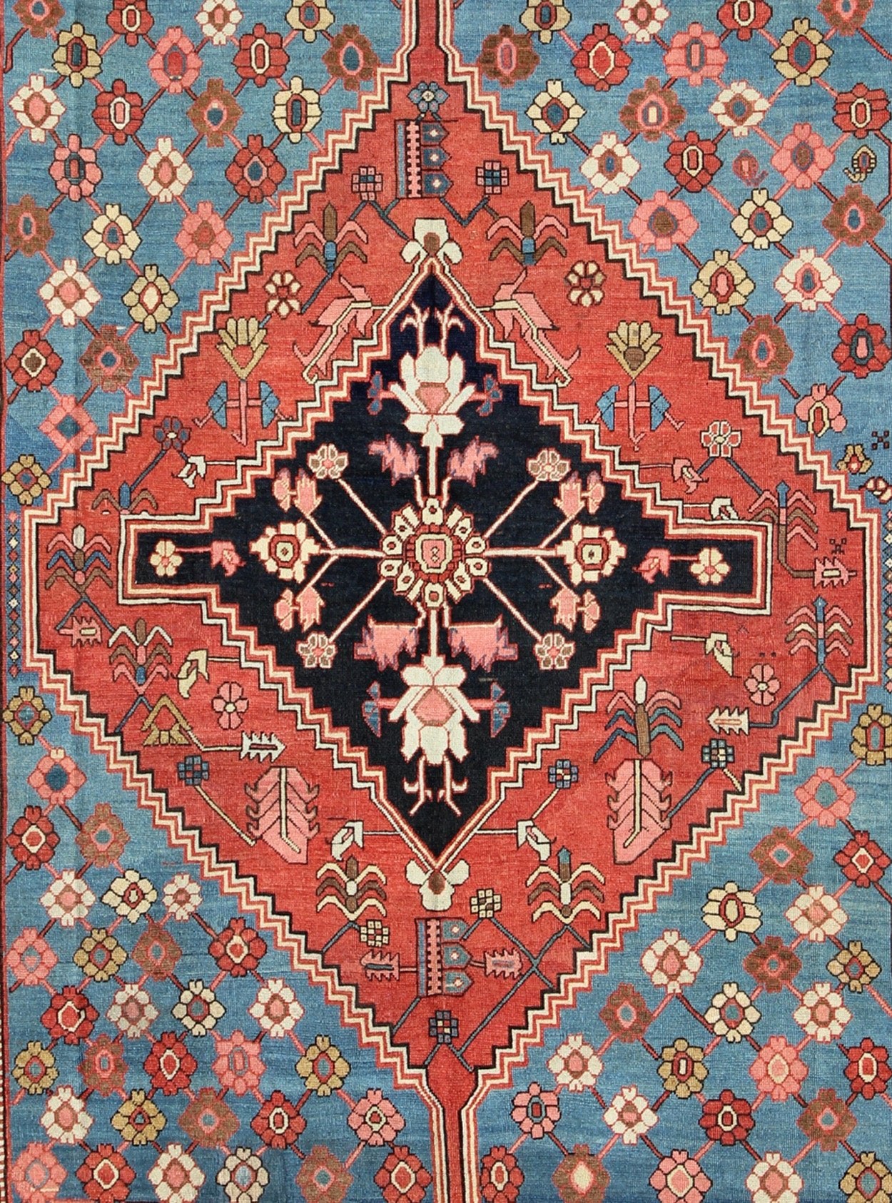 Antique Persian Bakhshaish Carpet with a Unique Geometric Medallion and Design, 10 - KE - 319, late 19 Century Persian Bakhshaish Crafted in northwest Persia of Azerbijan district, this superb antique Bakshaish rug contains the best features of these pr... - Keivan Woven Arts10 - KE - 319 - 717Rug