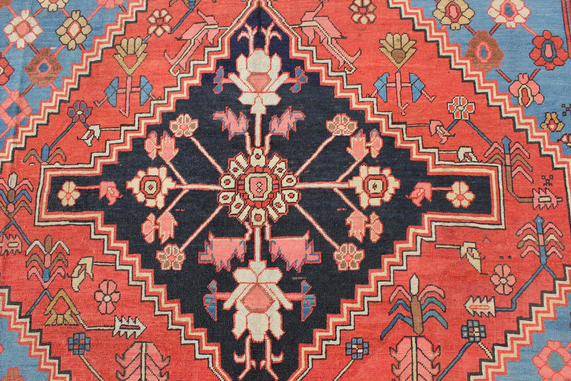 Antique Persian Bakhshaish Carpet with a Unique Geometric Medallion and Design, 10 - KE - 319, late 19 Century Persian Bakhshaish Crafted in northwest Persia of Azerbijan district, this superb antique Bakshaish rug contains the best features of these pr... - Keivan Woven Arts10 - KE - 319 - 717Rug