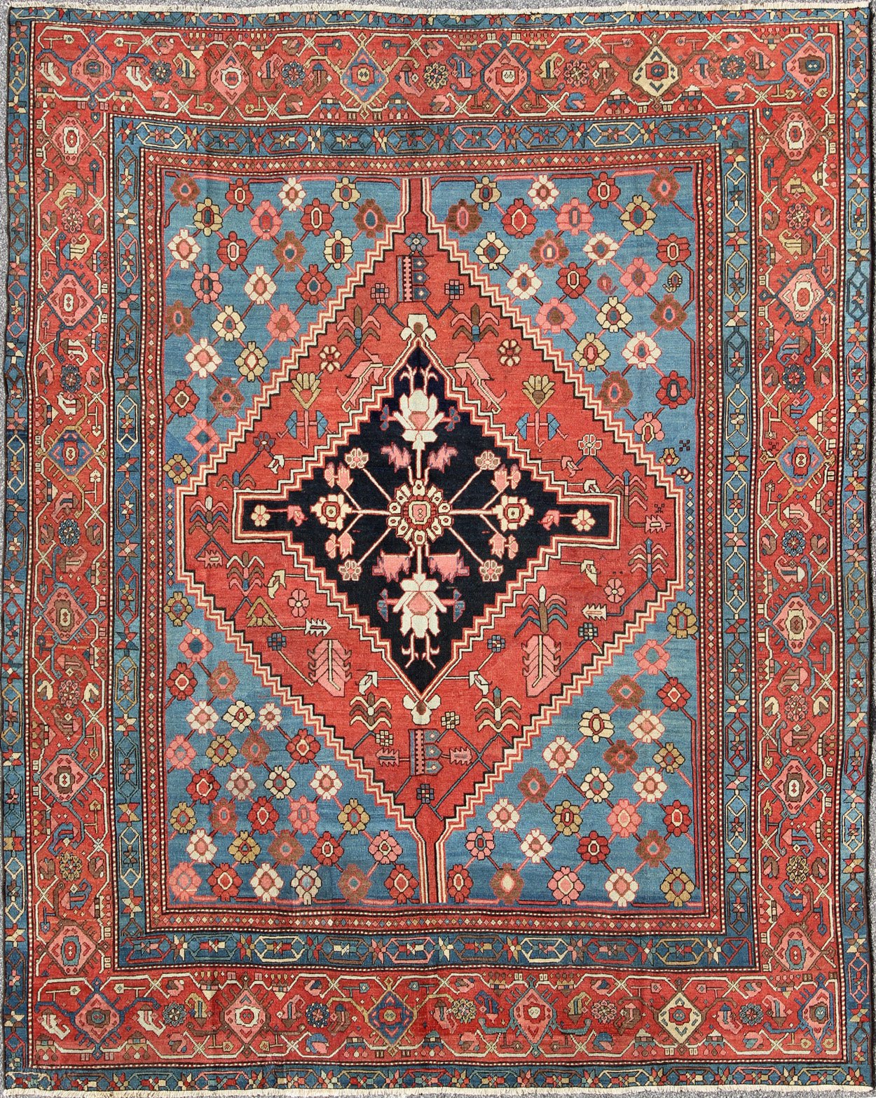 Antique Persian Bakhshaish Carpet with a Unique Geometric Medallion and Design, 10 - KE - 319, late 19 Century Persian Bakhshaish Crafted in northwest Persia of Azerbijan district, this superb antique Bakshaish rug contains the best features of these pr... - Keivan Woven Arts10 - KE - 319 - 717Rug