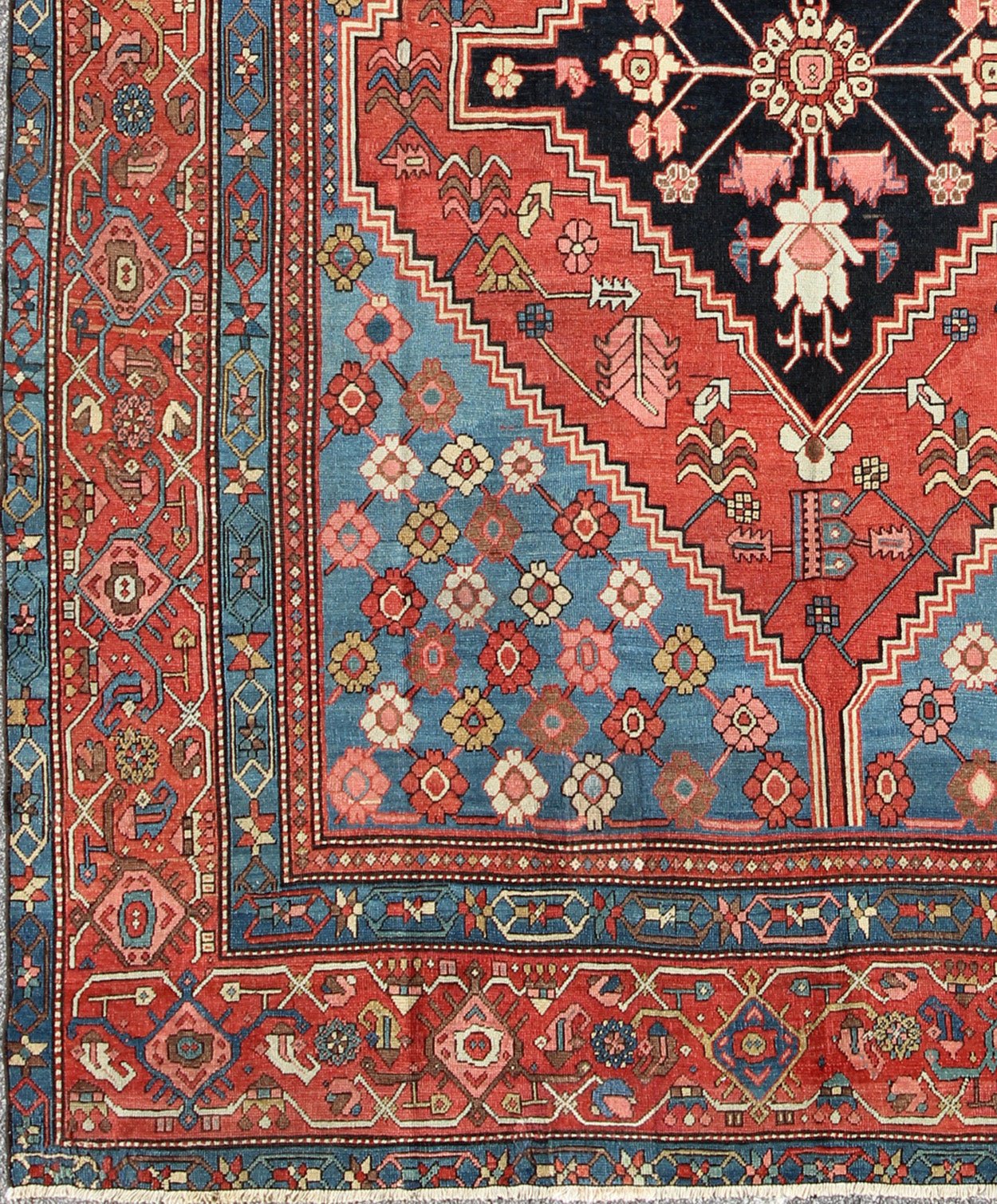 Antique Persian Bakhshaish Carpet with a Unique Geometric Medallion and Design, 10 - KE - 319, late 19 Century Persian Bakhshaish Crafted in northwest Persia of Azerbijan district, this superb antique Bakshaish rug contains the best features of these pr... - Keivan Woven Arts10 - KE - 319 - 717Rug