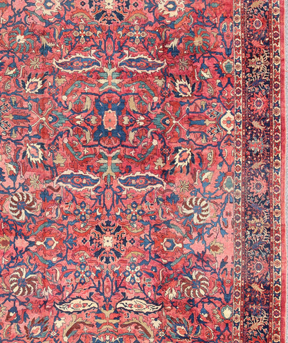 Large Antique Persian Sultanabad Rug with Large Palmettes in Rose Red, green and Blue. kwarugs / 11 - 20207, 10'8 x 14'8 Antique Persian Sultanabad. This antique Persian Sultanabad from 1900's relies heavily on exquisite details as well as large - scale fl... - Keivan Woven Arts11 - 20207 - 2185Rug