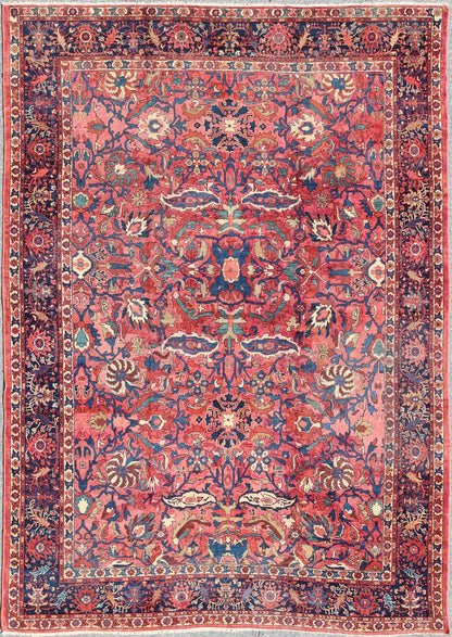 Large Antique Persian Sultanabad Rug with Large Palmettes in Rose Red, green and Blue. kwarugs / 11 - 20207, 10'8 x 14'8 Antique Persian Sultanabad. This antique Persian Sultanabad from 1900's relies heavily on exquisite details as well as large - scale fl... - Keivan Woven Arts11 - 20207 - 2185Rug