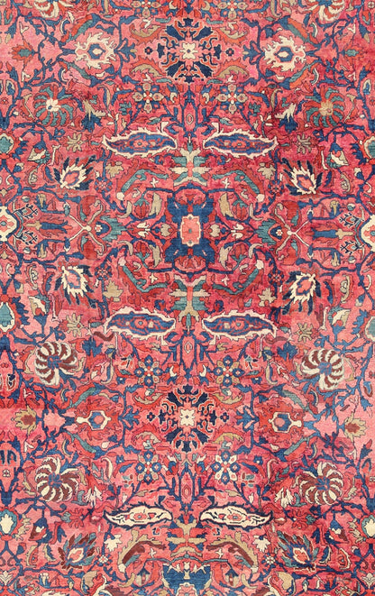 Large Antique Persian Sultanabad Rug with Large Palmettes in Rose Red, green and Blue. kwarugs / 11 - 20207, 10'8 x 14'8 Antique Persian Sultanabad. This antique Persian Sultanabad from 1900's relies heavily on exquisite details as well as large - scale fl... - Keivan Woven Arts11 - 20207 - 2185Rug