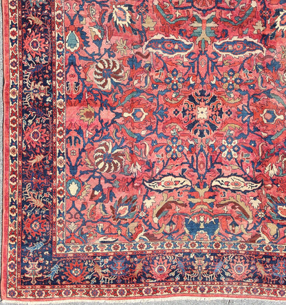 Large Antique Persian Sultanabad Rug with Large Palmettes in Rose Red, green and Blue. kwarugs / 11 - 20207, 10'8 x 14'8 Antique Persian Sultanabad. This antique Persian Sultanabad from 1900's relies heavily on exquisite details as well as large - scale fl... - Keivan Woven Arts11 - 20207 - 2185Rug
