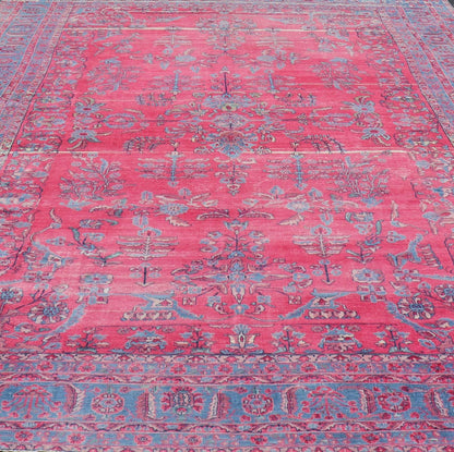 Antique Indian Lahore Large Carpet with Floral Design in Soft Magenta and Blue Keivan Woven Arts / 11 - 20530, circa 1910, Lahore carpet. Measures: 10'6 x 16'0 This finely woven gorgeous antique Indian Lahore, with its all - over floral pattern, ... - Keivan Woven Arts11 - 20530 - 2285Rug