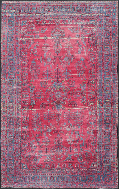 Antique Indian Lahore Large Carpet with Floral Design in Soft Magenta and Blue Keivan Woven Arts / 11 - 20530, circa 1910, Lahore carpet. Measures: 10'6 x 16'0 This finely woven gorgeous antique Indian Lahore, with its all - over floral pattern, ... - Keivan Woven Arts11 - 20530 - 2285Rug