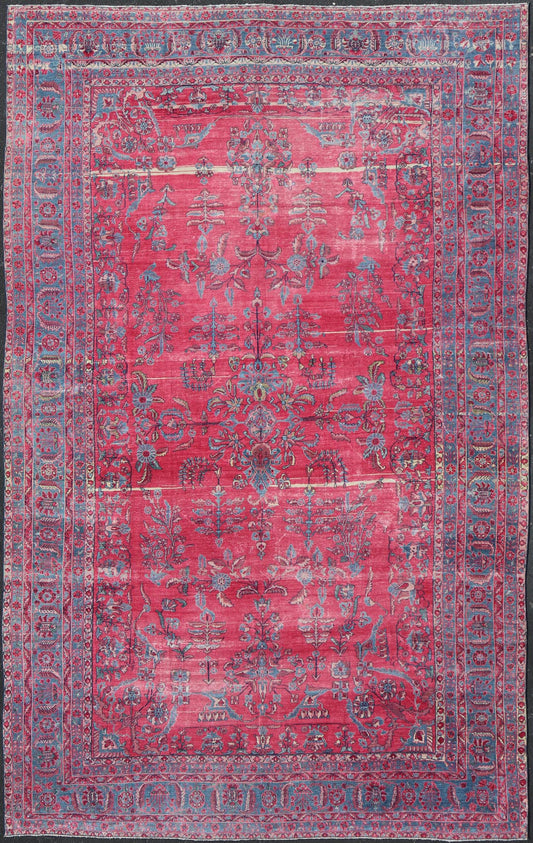Antique Indian Lahore Large Carpet with Floral Design in Soft Magenta and Blue Keivan Woven Arts / 11 - 20530, circa 1910, Lahore carpet. Measures: 10'6 x 16'0 This finely woven gorgeous antique Indian Lahore, with its all - over floral pattern, ... - Keivan Woven Arts11 - 20530 - 2285Rug