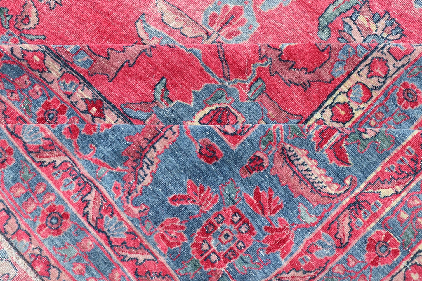 Antique Indian Lahore Large Carpet with Floral Design in Soft Magenta and Blue Keivan Woven Arts / 11 - 20530, circa 1910, Lahore carpet. Measures: 10'6 x 16'0 This finely woven gorgeous antique Indian Lahore, with its all - over floral pattern, ... - Keivan Woven Arts11 - 20530 - 2285Rug