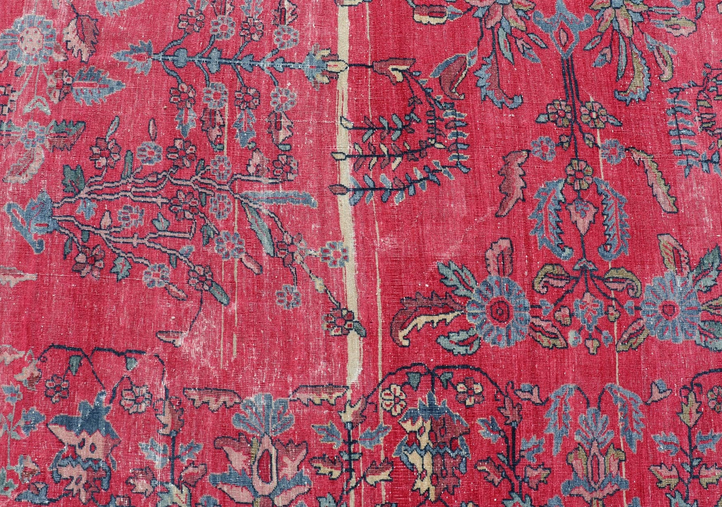 Antique Indian Lahore Large Carpet with Floral Design in Soft Magenta and Blue Keivan Woven Arts / 11 - 20530, circa 1910, Lahore carpet. Measures: 10'6 x 16'0 This finely woven gorgeous antique Indian Lahore, with its all - over floral pattern, ... - Keivan Woven Arts11 - 20530 - 2285Rug