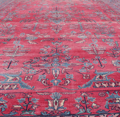 Antique Indian Lahore Large Carpet with Floral Design in Soft Magenta and Blue Keivan Woven Arts / 11 - 20530, circa 1910, Lahore carpet. Measures: 10'6 x 16'0 This finely woven gorgeous antique Indian Lahore, with its all - over floral pattern, ... - Keivan Woven Arts11 - 20530 - 2285Rug