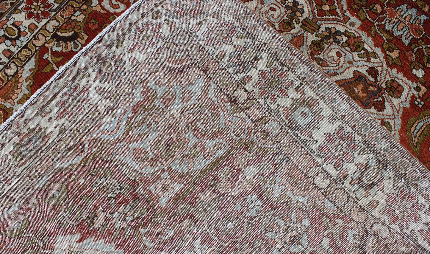 Keivan Woven Arts - Antique Persian Bakhtiari Rug With Classic Ornate Central Medallion Design. Rug/11 - 80703, Antique Bakhtiari This antique multicolored Persian Bakhtiari rug from early 20th century Iran features beautiful Brick red background ... - Keivan Woven Arts11 - 80703 - 247Rugs