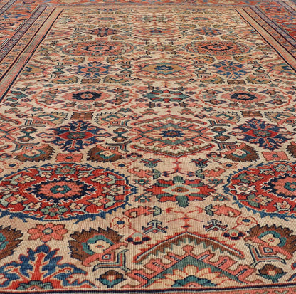 Antique Persian Sultanabad Rug with All Over Sub Geometric Design On Ivory Field. Keivan Woven Arts / Rug/ 11 - 90110, country of origin / type: Iran / Sultanabad, circa 1880. This splendid antique Sultanabad Ziegler rug was handwoven during the later ha... - Keivan Woven Arts11 - 90110 - 591Rug