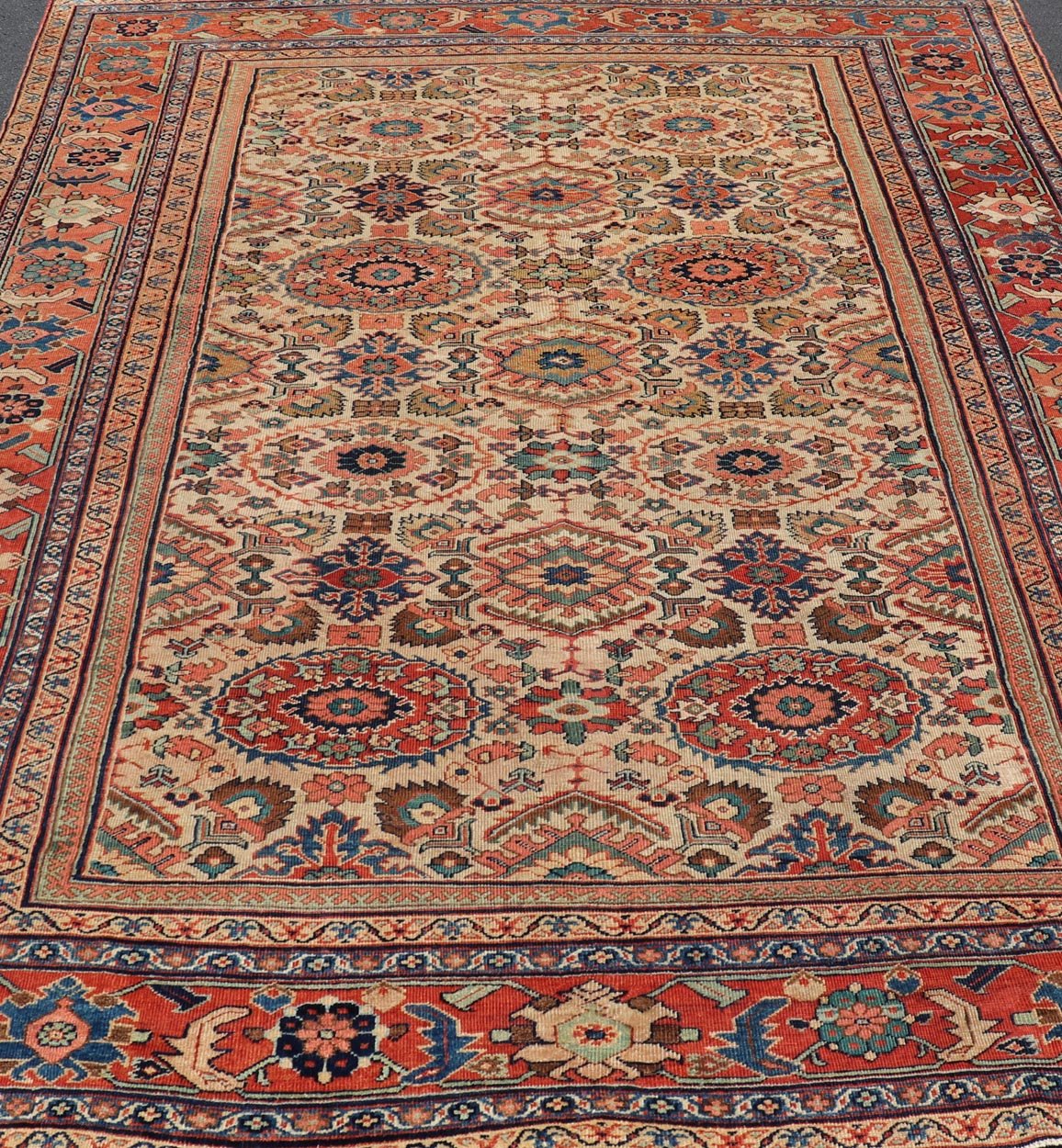 Antique Persian Sultanabad Rug with All Over Sub Geometric Design On Ivory Field. Keivan Woven Arts / Rug/ 11 - 90110, country of origin / type: Iran / Sultanabad, circa 1880. This splendid antique Sultanabad Ziegler rug was handwoven during the later ha... - Keivan Woven Arts11 - 90110 - 591Rug
