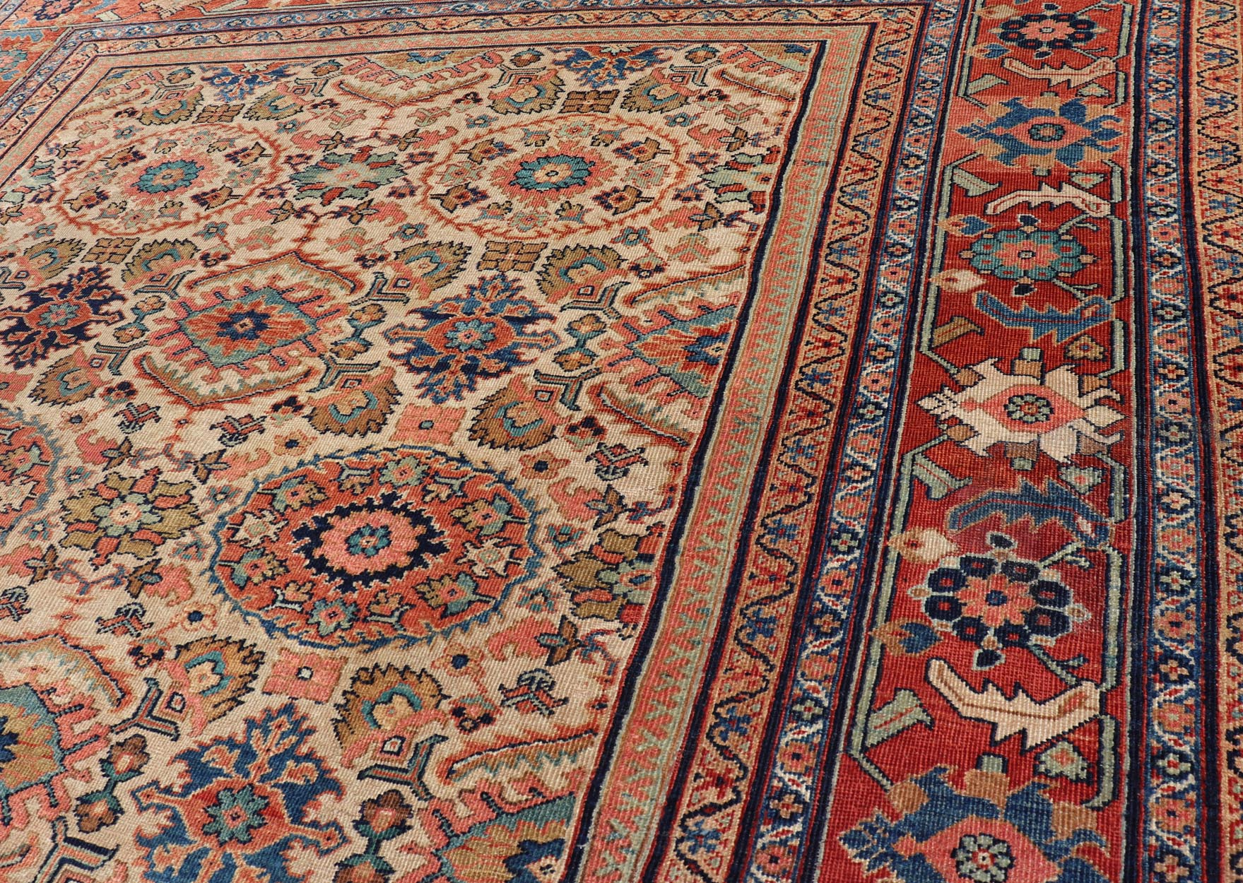 Antique Persian Sultanabad Rug with All Over Sub Geometric Design On Ivory Field. Keivan Woven Arts / Rug/ 11 - 90110, country of origin / type: Iran / Sultanabad, circa 1880. This splendid antique Sultanabad Ziegler rug was handwoven during the later ha... - Keivan Woven Arts11 - 90110 - 591Rug