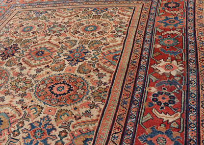 Antique Persian Sultanabad Rug with All Over Sub Geometric Design On Ivory Field. Keivan Woven Arts / Rug/ 11 - 90110, country of origin / type: Iran / Sultanabad, circa 1880. This splendid antique Sultanabad Ziegler rug was handwoven during the later ha... - Keivan Woven Arts11 - 90110 - 591Rug