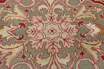 Indian Agra Antique Rug with Center Medallion in Green, Red, and Gold Colors. - Keivan Woven Arts11 - 90208Rugs