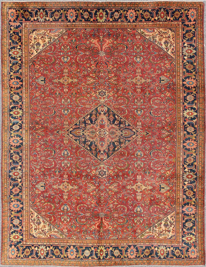 Antique Persian Fine Weave Sultanabad Rug in Tomato Red Background. Antique Persian fine weave Sultanbad rug. Keivan Woven Arts / rug 13 - 0301, country of origin / type: Iran / Sultanabad, circa 1900. Measures: 10'10 x 13'8. A beautiful Sultanabad... - Keivan Woven Arts13 - 0301 - 4036Rug