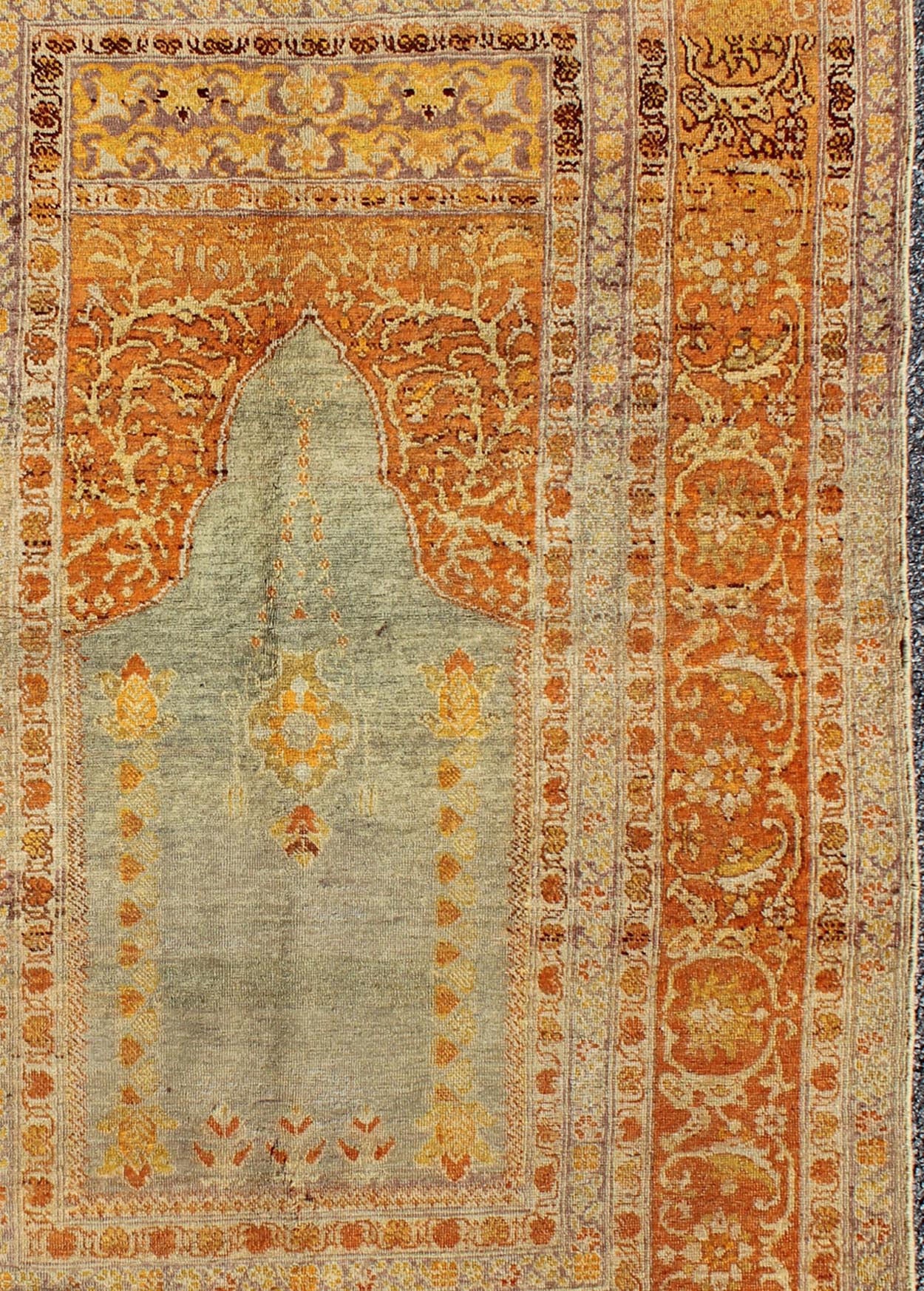 Antique Turkish Sivas Carpet with Prayer Design in Light Silver and Copper Antique Turkish Sivas Carpet With Prayer Design in Light Blue - Gray and Copper. Turkish Sivas Antique with Prayer Design. Keivan Woven Arts / rug/ 13 - 0303 origin/turkey Ea... - Keivan Woven Arts13 - 0303 - 5130Rug