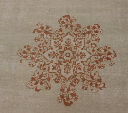 Vintage Large Moroccan Rug with Blossom Design in Ivory Background & Light brown. Vintage Large Moroccan Rug with Blossom Design in Ivory Background & Light Brown. Vintage large Moroccan rug with small central medallion and minimalist design in ... - Keivan Woven Arts13 - 0401 - 4182Rug