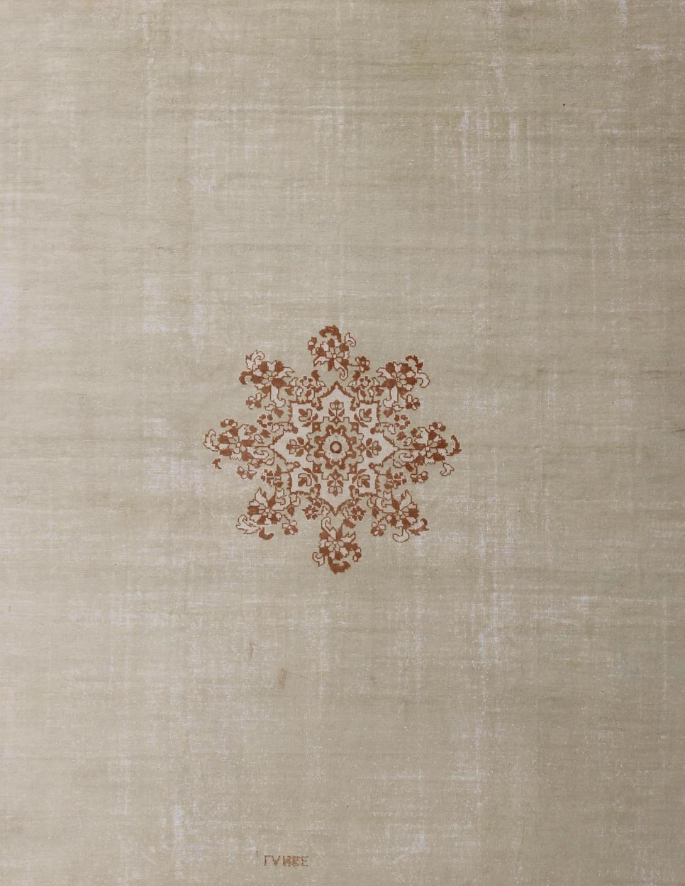 Vintage Large Moroccan Rug with Blossom Design in Ivory Background & Light brown. Vintage Large Moroccan Rug with Blossom Design in Ivory Background & Light Brown. Vintage large Moroccan rug with small central medallion and minimalist design in ... - Keivan Woven Arts13 - 0401 - 4182Rug