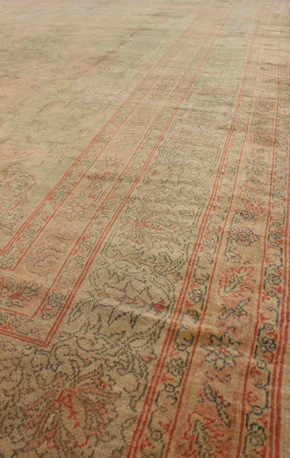 Antique Oushak Medallion Carpet in Light Green & Salmon Antique Turkish Oushak Carpet with Intricate Medallion Design, Keivan Woven Arts/ rug/13 - 0503, origin/ Turkey, Circa 1910 Measures: 8.11 x 11.8. This antique Turkish Oushak c... - Keivan Woven Arts13 - 0503 - 4200Rug