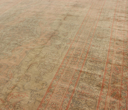 Antique Oushak Medallion Carpet in Light Green & Salmon Antique Turkish Oushak Carpet with Intricate Medallion Design, Keivan Woven Arts/ rug/13 - 0503, origin/ Turkey, Circa 1910 Measures: 8.11 x 11.8. This antique Turkish Oushak c... - Keivan Woven Arts13 - 0503 - 4200Rug