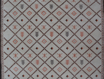 Large Vintage Moroccan Rug in Diamond Design With Ivory, Orange, and Brown Outlines. Keivan Woven Arts / Rug / 13 - 0505, Mid - 20th Century Morocco. This Moroccan rug has an all - over geometric pattern with brown and orange outlines. The colors... - Keivan Woven Arts13 - 0505 - 4210Rug