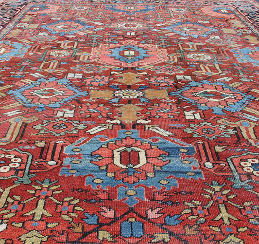 Keivan Woven Arts, Antique Hand Knotted Persian All - Over Serapi - Heriz Rug with Geometric Design Antique Persian all - over Serapi - Heriz rug with all - over geometric design. Keivan Woven Arts / Rug / 13 - 0509, country of origin / type: Iran /Sera... - Keivan Woven Arts13 - 0509 - 4220Rug