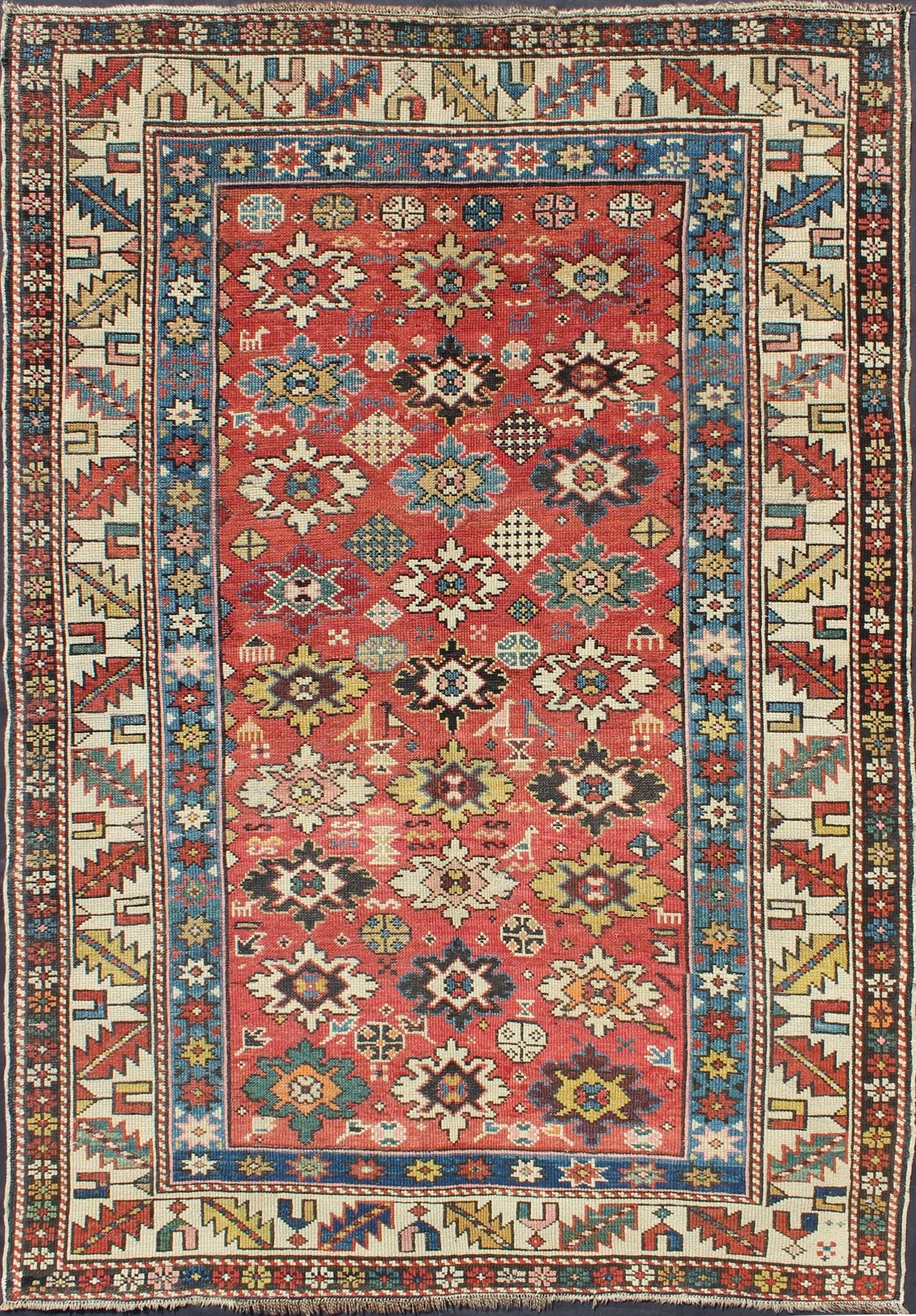 Antique Caucasian Shirvan Rug with All - Over Blossom Pattern & Vibrant Colors. Keivan Woven Arts / rug 13 - 0514, country of origin / type: Caucus / Shirvan, circa 1900. Measures: 3'11 x 5'9 This colorful blossom Shirvan carpet from the late 19th c... - Keivan Woven Arts13 - 0514 - 4238Rug