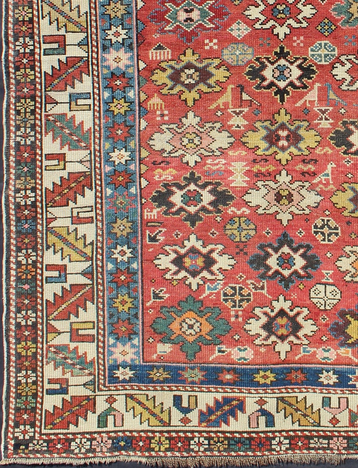 Antique Caucasian Shirvan Rug with All - Over Blossom Pattern & Vibrant Colors. Keivan Woven Arts / rug 13 - 0514, country of origin / type: Caucus / Shirvan, circa 1900. Measures: 3'11 x 5'9 This colorful blossom Shirvan carpet from the late 19th c... - Keivan Woven Arts13 - 0514 - 4238Rug