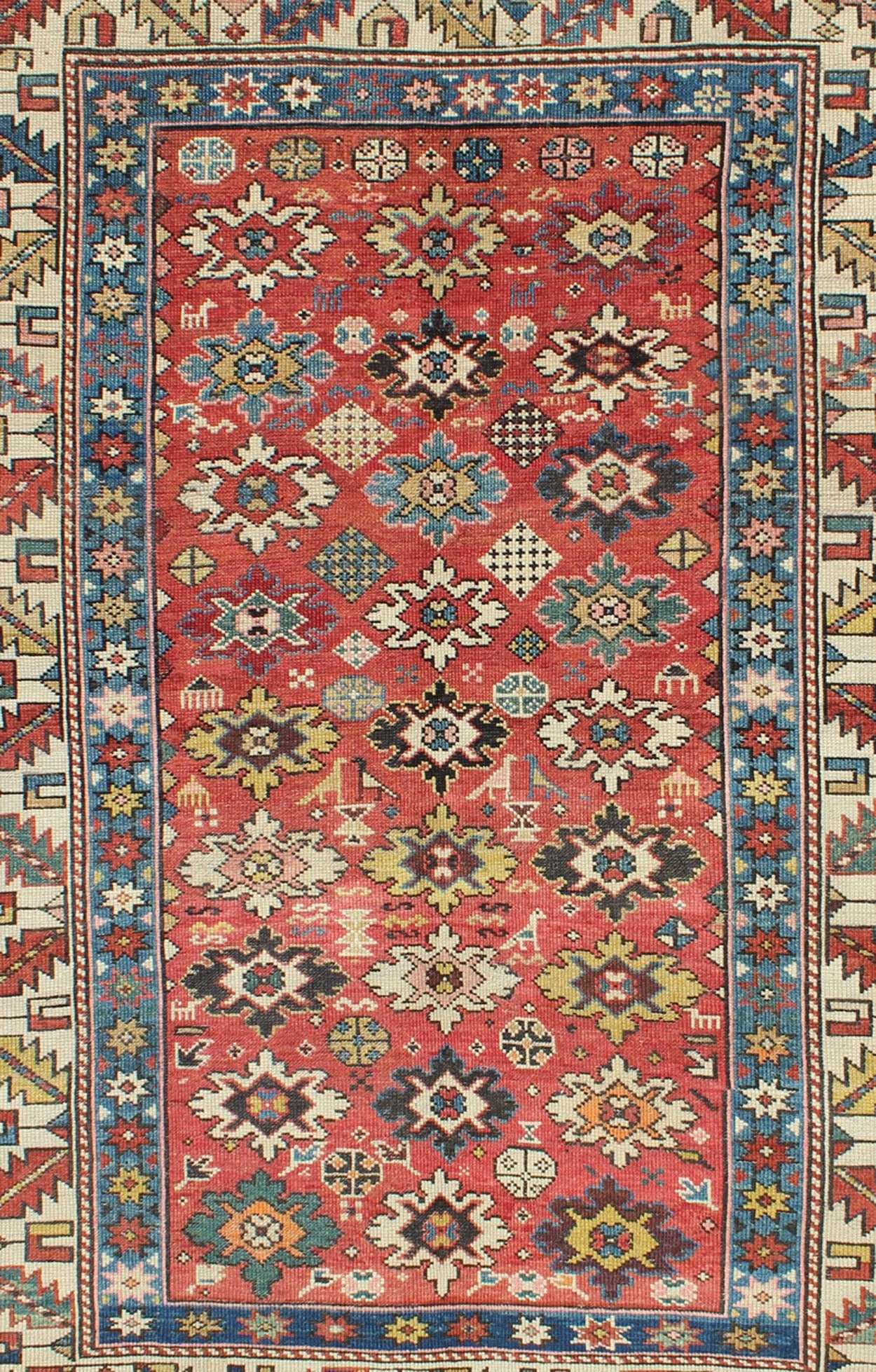 Antique Caucasian Shirvan Rug with All - Over Blossom Pattern & Vibrant Colors. Keivan Woven Arts / rug 13 - 0514, country of origin / type: Caucus / Shirvan, circa 1900. Measures: 3'11 x 5'9 This colorful blossom Shirvan carpet from the late 19th c... - Keivan Woven Arts13 - 0514 - 4238Rug
