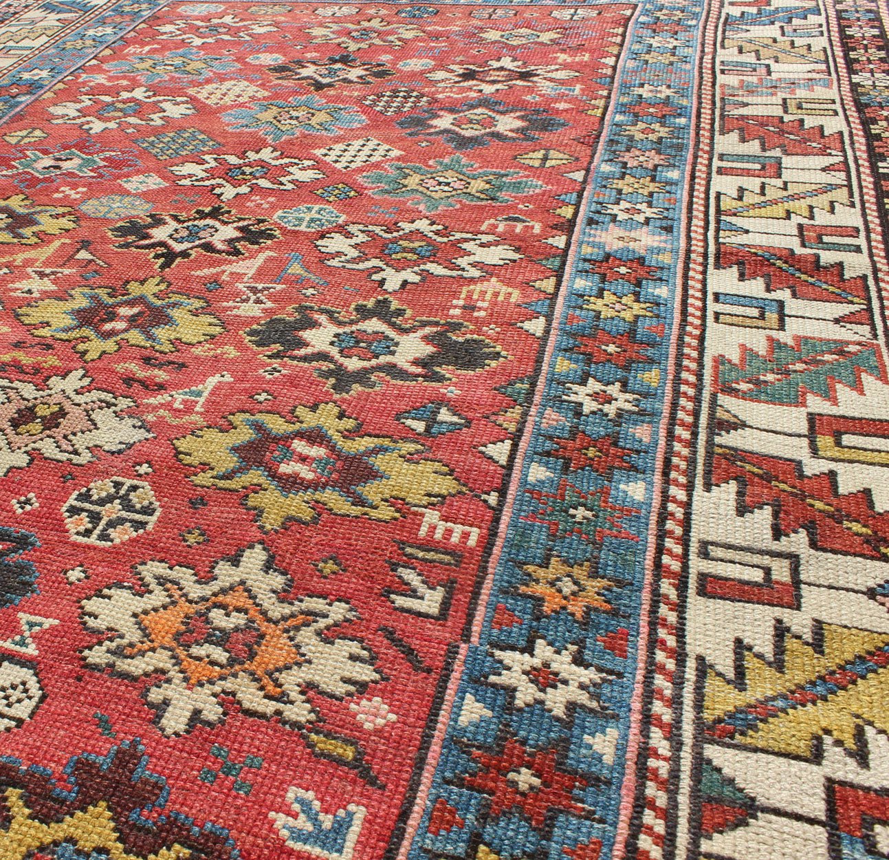 Antique Caucasian Shirvan Rug with All - Over Blossom Pattern & Vibrant Colors. Keivan Woven Arts / rug 13 - 0514, country of origin / type: Caucus / Shirvan, circa 1900. Measures: 3'11 x 5'9 This colorful blossom Shirvan carpet from the late 19th c... - Keivan Woven Arts13 - 0514 - 4238Rug
