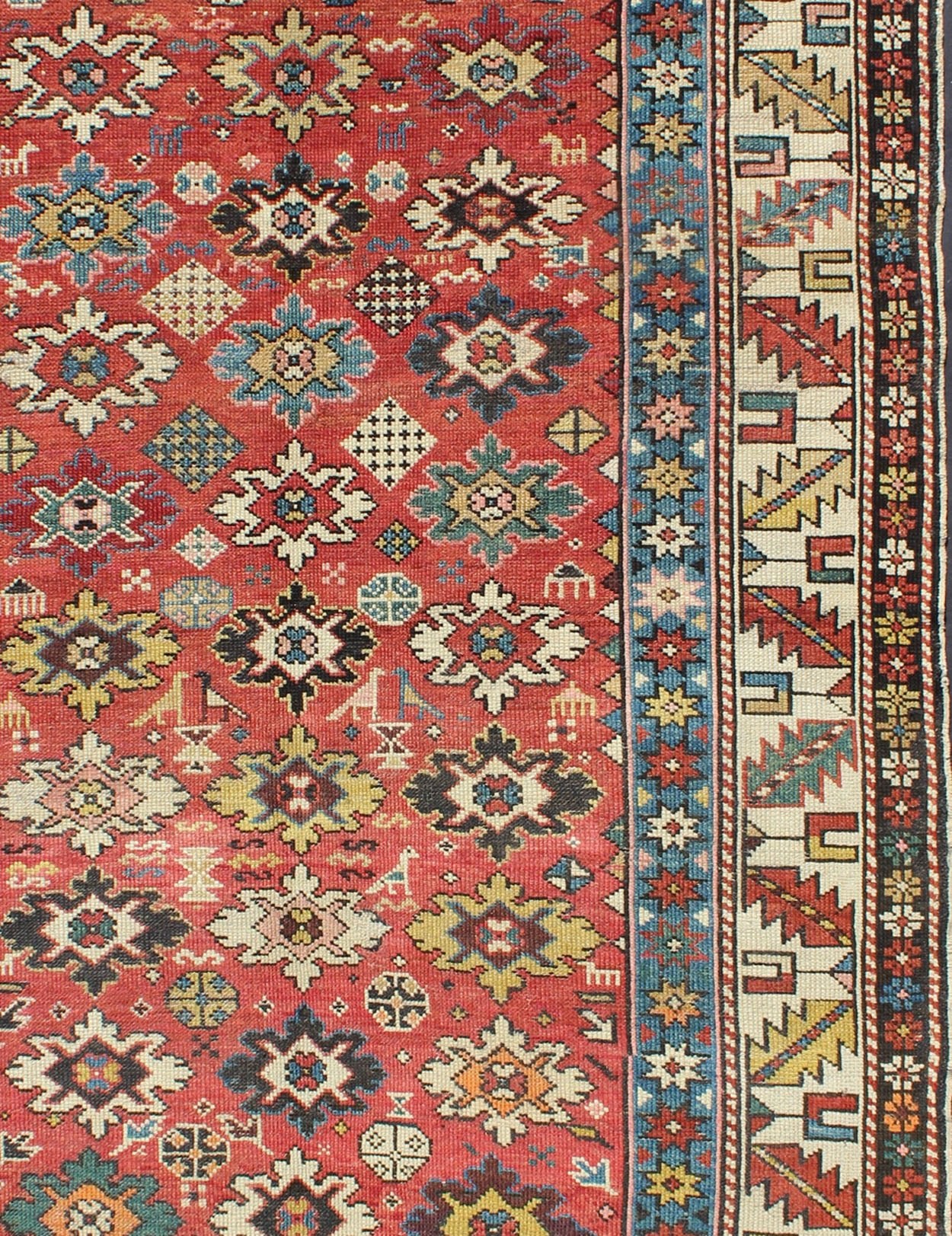 Antique Caucasian Shirvan Rug with All - Over Blossom Pattern & Vibrant Colors. Keivan Woven Arts / rug 13 - 0514, country of origin / type: Caucus / Shirvan, circa 1900. Measures: 3'11 x 5'9 This colorful blossom Shirvan carpet from the late 19th c... - Keivan Woven Arts13 - 0514 - 4238Rug