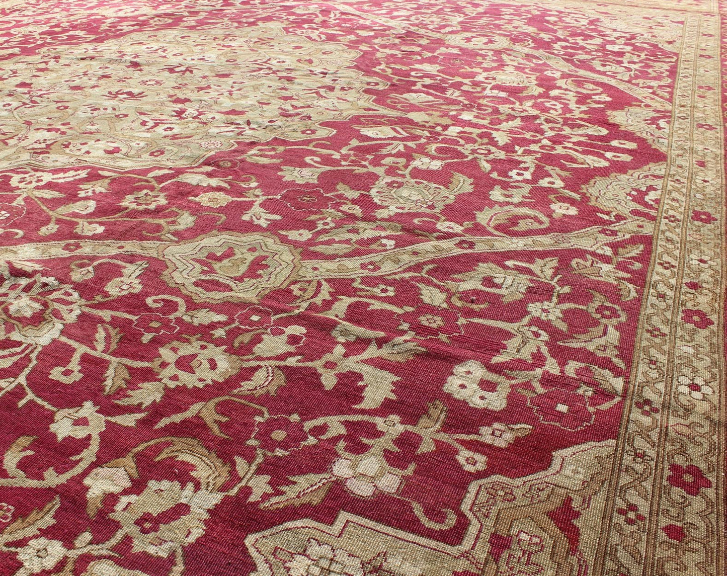 Large Antique Agra Carpet with Floral Design in Tones of Red, Taupe and light Green Large Antique Agra Carpet with Floral Design. Keivan Woven Arts / rug /13 - 0603, country of origin / type: Iran / Sultanabad , circa 1890. Measures: 13' x... - Keivan Woven Arts13 - 0603 - 4288Rug