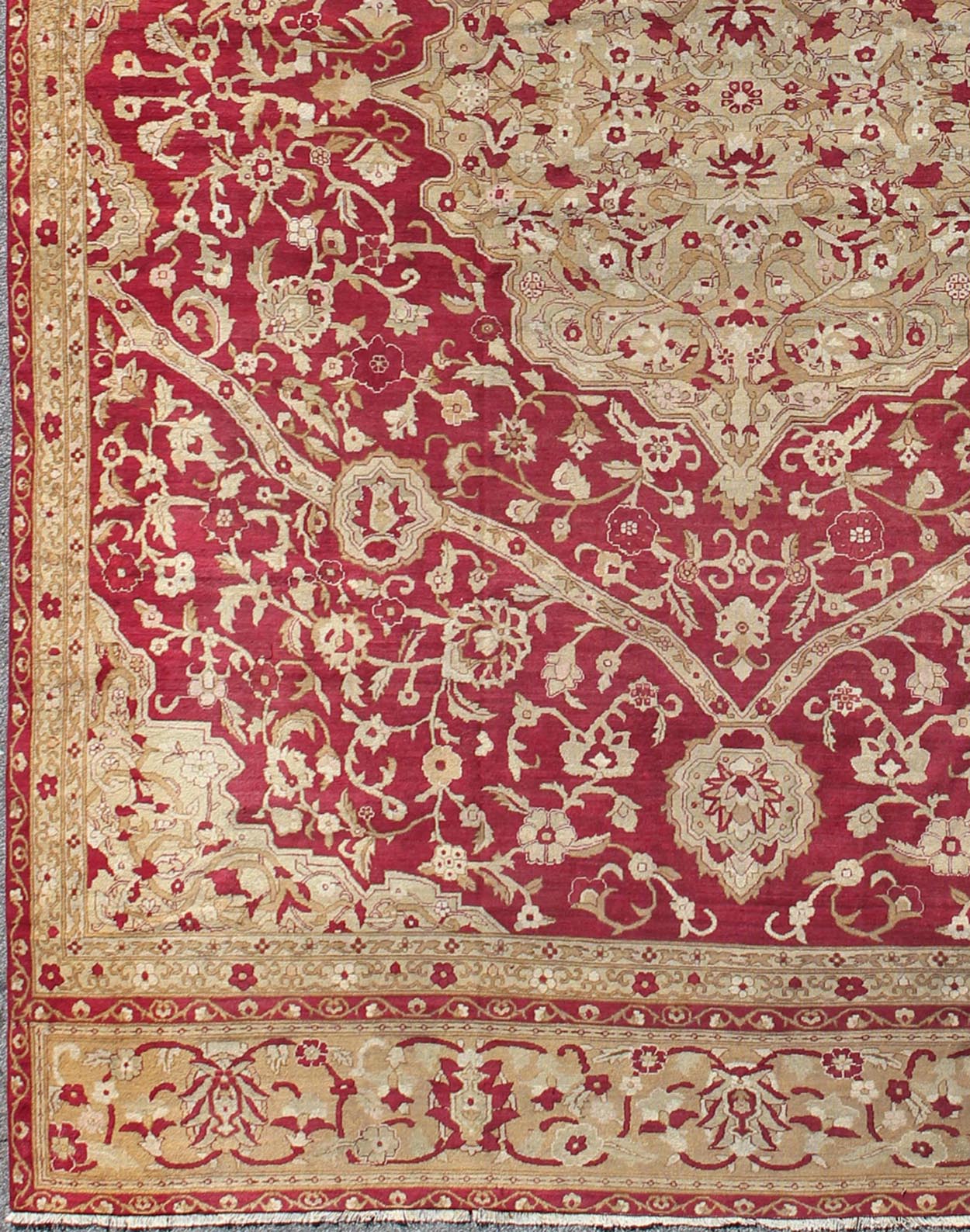 Large Antique Agra Carpet with Floral Design in Tones of Red, Taupe and light Green Large Antique Agra Carpet with Floral Design. Keivan Woven Arts / rug /13 - 0603, country of origin / type: Iran / Sultanabad , circa 1890. Measures: 13' x... - Keivan Woven Arts13 - 0603 - 4288Rug