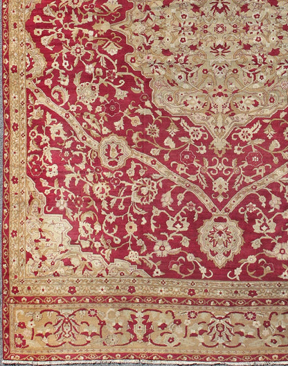 Large Antique Agra Carpet with Floral Design in Tones of Red, Taupe and light Green Large Antique Agra Carpet with Floral Design. Keivan Woven Arts / rug /13 - 0603, country of origin / type: Iran / Sultanabad , circa 1890. Measures: 13' x... - Keivan Woven Arts13 - 0603 - 4288Rug