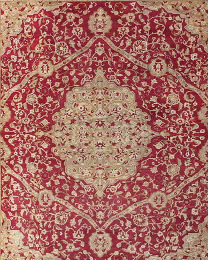 Large Antique Agra Carpet with Floral Design in Tones of Red, Taupe and light Green Large Antique Agra Carpet with Floral Design. Keivan Woven Arts / rug /13 - 0603, country of origin / type: Iran / Sultanabad , circa 1890. Measures: 13' x... - Keivan Woven Arts13 - 0603 - 4288Rug
