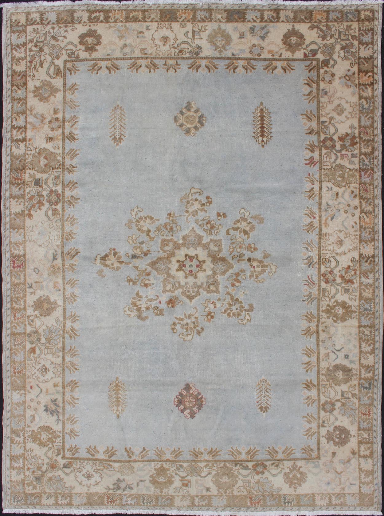 Vintage Hand Knotted Moroccan Rug in Pale Blue, Taupe and Light Brown Traditional Medallion design Moroccan rug, Keivan Woven Arts / rug 13 - 0605, country of origin / type: Morocco / Tribal, circa 1960 This Moroccan rug features an elegant... - Keivan Woven Arts13 - 0605 - 4298Rug
