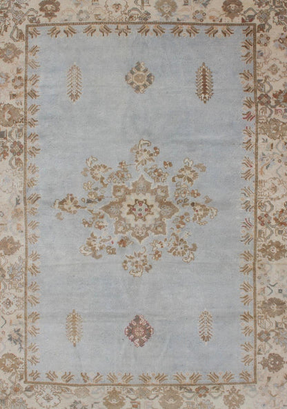 Vintage Hand Knotted Moroccan Rug in Pale Blue, Taupe and Light Brown Traditional Medallion design Moroccan rug, Keivan Woven Arts / rug 13 - 0605, country of origin / type: Morocco / Tribal, circa 1960 This Moroccan rug features an elegant... - Keivan Woven Arts13 - 0605 - 4298Rug