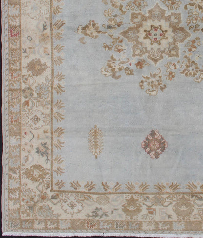 Vintage Hand Knotted Moroccan Rug in Pale Blue, Taupe and Light Brown Traditional Medallion design Moroccan rug, Keivan Woven Arts / rug 13 - 0605, country of origin / type: Morocco / Tribal, circa 1960 This Moroccan rug features an elegant... - Keivan Woven Arts13 - 0605 - 4298Rug