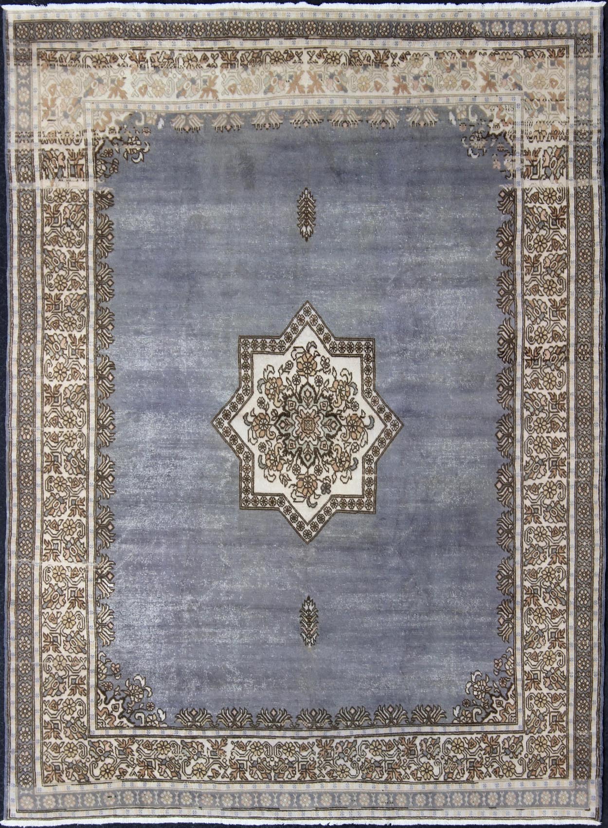 Elegant Vintage Moroccan Rug in Blue, Grayish - Blue Traditional Medallion Design Grayish - blue traditional Medallion design Moroccan rug. Keivan Woven Arts / rug 13 - 0607 / country of origin / type: Morocco / Tribal, circa 1960 This Moroccan... - Keivan Woven Arts13 - 0607 - 4306Rug