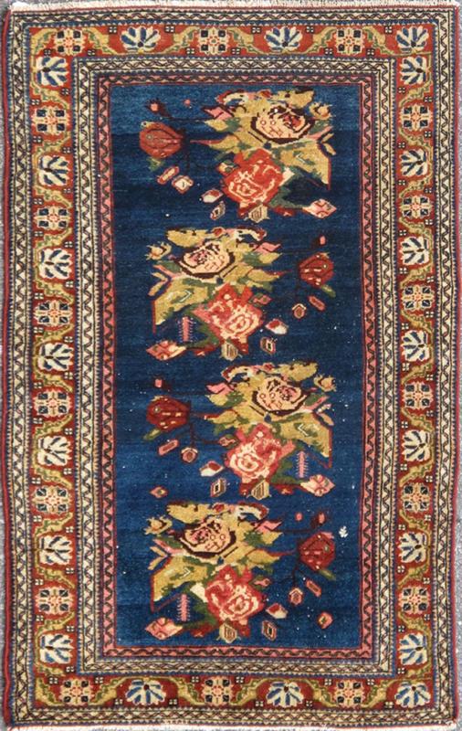 Antique Malayer Persian Carpet with Large Flowers on Deep Blue Field Persian Malayer Carpet with Large Flowers on Deep Blue Field rug/13 - 0609, origin/iran kwarugs This magnificent antique Persian Malayer carpet bears a beautiful, all - over... - Keivan Woven Arts13 - 0609 - 4312Rug