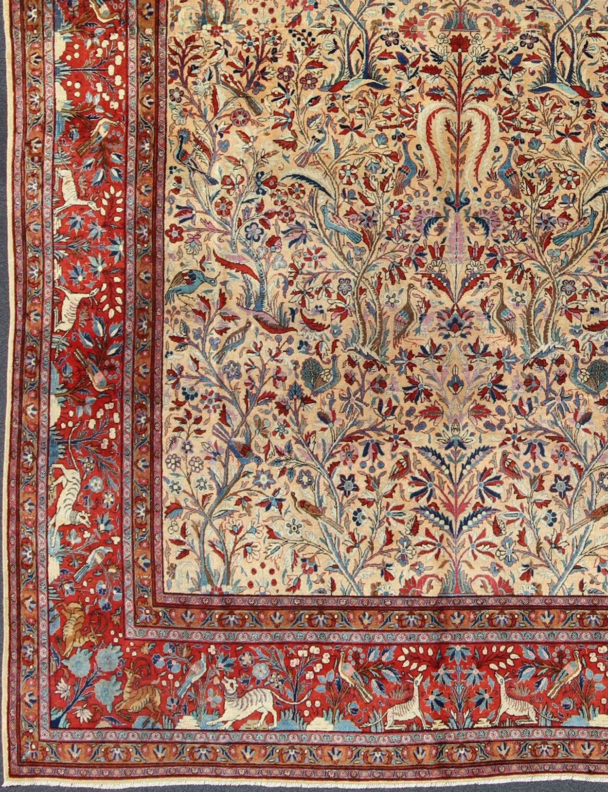 Antique Persian Manchester Kashan Rug with fine Kurk wool. Keivan Woven Arts / rug /13 - 0701, country of origin / type: Iran / Manchester Kashan , circa 1910. Measures: 8'8 x 12'. This delightful antique Kurk Manchester Kashan carpet repre... - Keivan Woven Arts13 - 0701 - 4316Rug